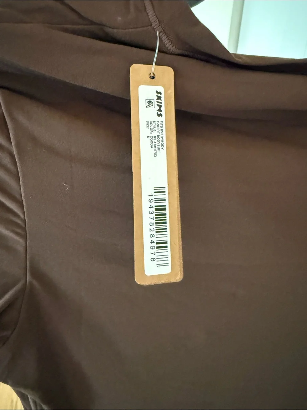 SKIMS Short-Sleeve Brown Stretch Bodysuit